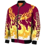 personalized cleveland cavaliers winged blaze wine white bomber jacket best selling