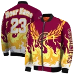 personalized cleveland cavaliers winged blaze wine white bomber jacket best selling