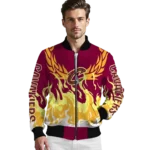 personalized cleveland cavaliers winged blaze wine white bomber jacket best selling