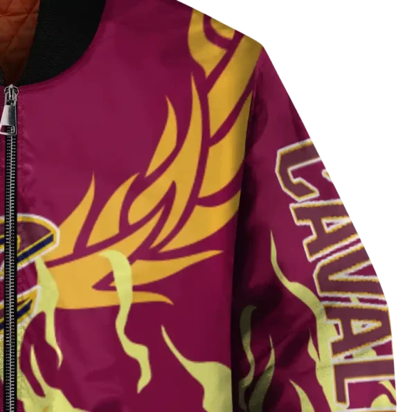 personalized cleveland cavaliers winged blaze wine white bomber jacket premium grade