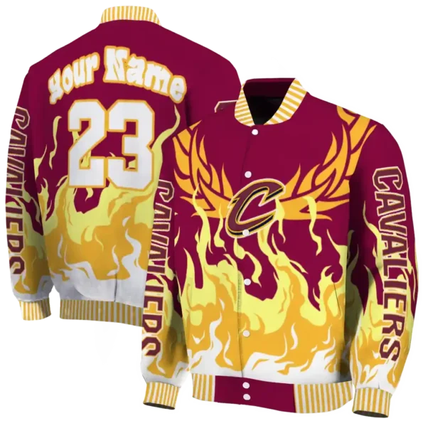 personalized cleveland cavaliers winged blaze wine white varsity jacket fashion forward.webp