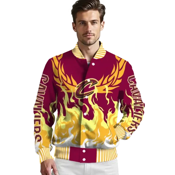 personalized cleveland cavaliers winged blaze wine white varsity jacket high quality.webp