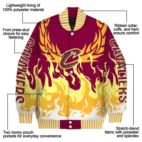 personalized cleveland cavaliers winged blaze wine white varsity jacket new arrival.webp
