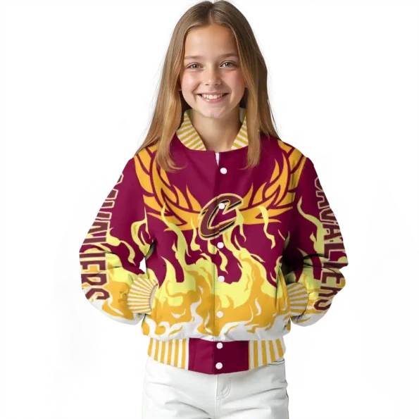 personalized cleveland cavaliers winged blaze wine white varsity jacket top rated.webp
