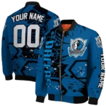 personalized dallas mavericks hexagon cluster blue black bomber jacket best selling