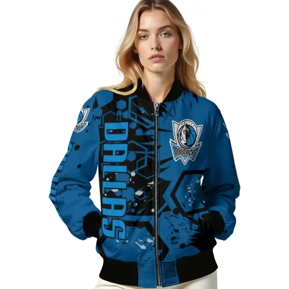 personalized dallas mavericks hexagon cluster blue black bomber jacket latest model