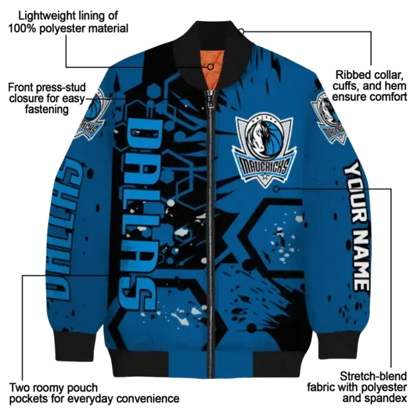 personalized dallas mavericks hexagon cluster blue black bomber jacket new arrival