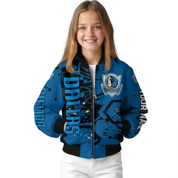 personalized dallas mavericks hexagon cluster blue black bomber jacket top rated