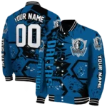 personalized dallas mavericks hexagon cluster blue black varsity jacket best selling.webp