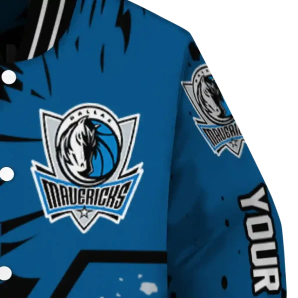 personalized dallas mavericks hexagon cluster blue black varsity jacket premium grade.webp