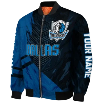 personalized dallas mavericks hexagon mesh blue black bomber jacket best selling
