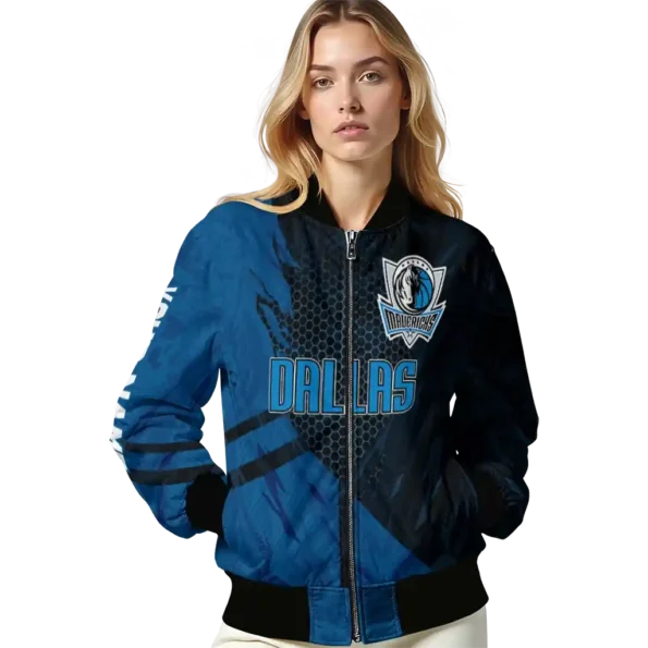 personalized dallas mavericks hexagon mesh blue black bomber jacket latest model