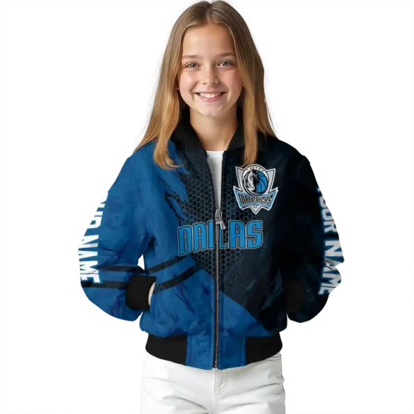 personalized dallas mavericks hexagon mesh blue black bomber jacket top rated