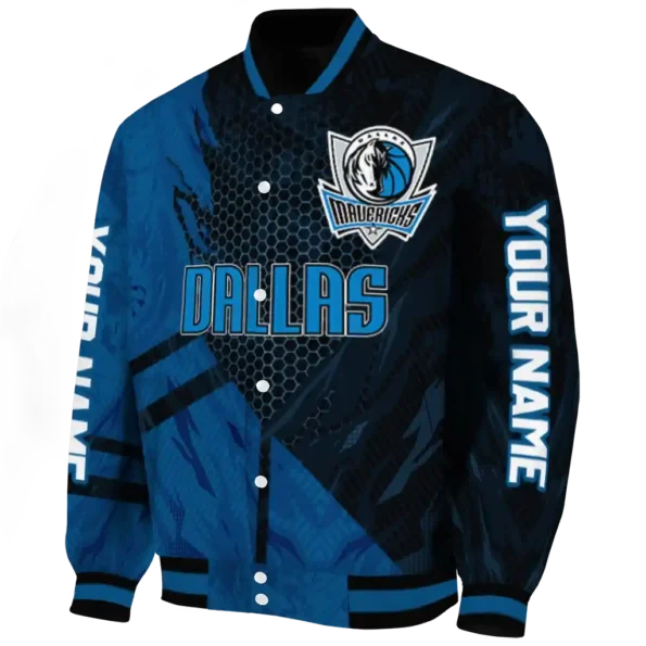 personalized dallas mavericks hexagon mesh blue black varsity jacket best selling.webp