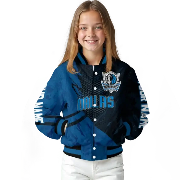 personalized dallas mavericks hexagon mesh blue black varsity jacket top rated.webp