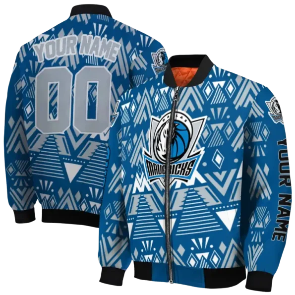 personalized dallas mavericks pyramid shapes blue bomber jacket fashion forward