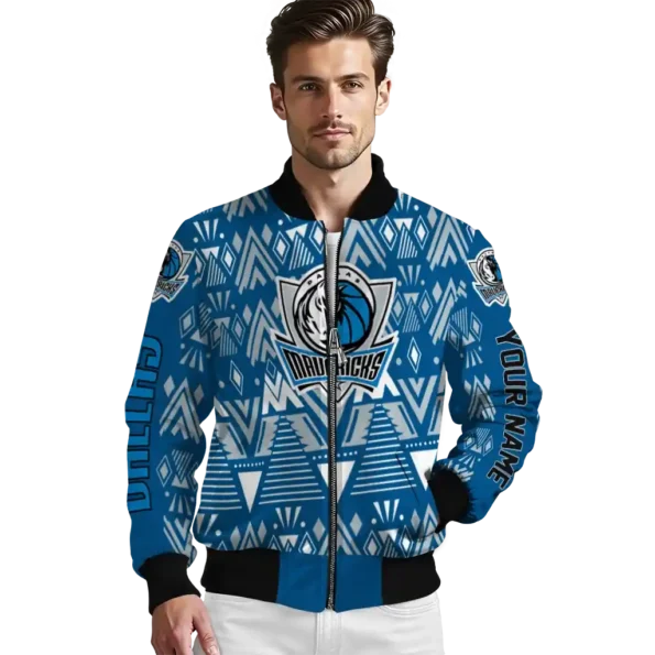 personalized dallas mavericks pyramid shapes blue bomber jacket high quality