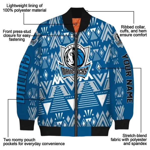 personalized dallas mavericks pyramid shapes blue bomber jacket new arrival