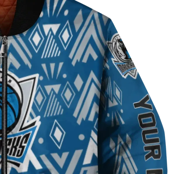 personalized dallas mavericks pyramid shapes blue bomber jacket premium grade