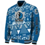 personalized dallas mavericks pyramid shapes blue varsity jacket best selling.webp