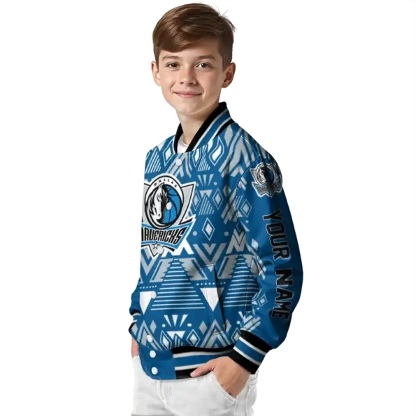 personalized dallas mavericks pyramid shapes blue varsity jacket trendy.webp