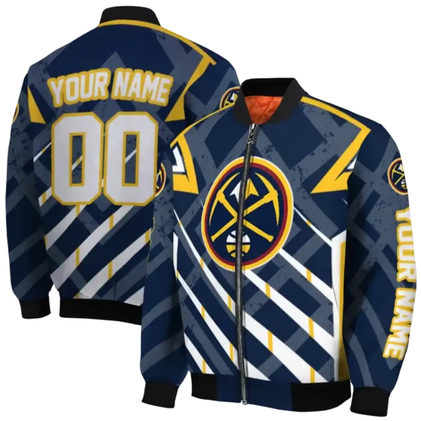 personalized denver nuggets chevron angles blue bomber jacket fashion forward