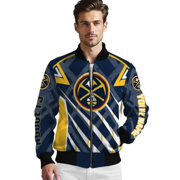 personalized denver nuggets chevron angles blue bomber jacket high quality