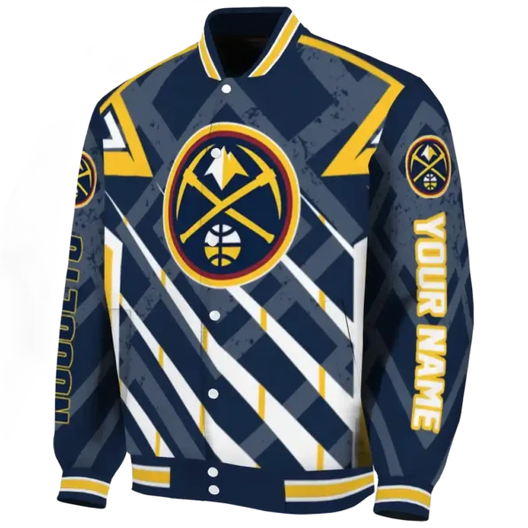 personalized denver nuggets chevron angles blue varsity jacket best selling.webp