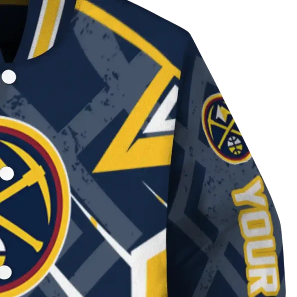personalized denver nuggets chevron angles blue varsity jacket premium grade.webp
