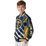 personalized denver nuggets chevron angles blue varsity jacket best selling.webp