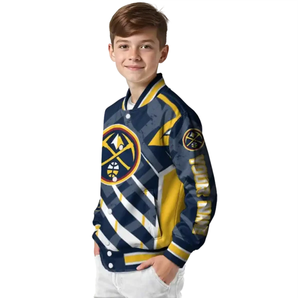personalized denver nuggets chevron angles blue varsity jacket trendy.webp