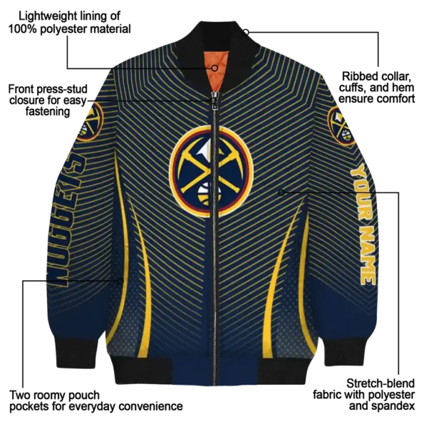 personalized denver nuggets chevron arrow blue bomber jacket new arrival