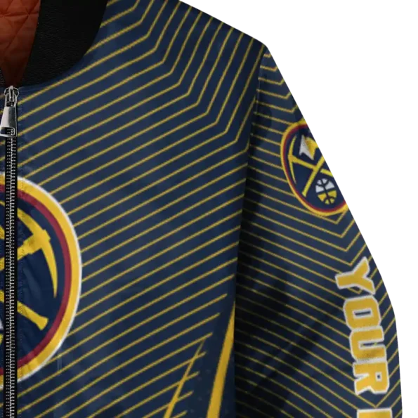 personalized denver nuggets chevron arrow blue bomber jacket premium grade