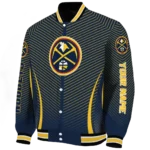 personalized denver nuggets chevron arrow blue varsity jacket best selling.webp