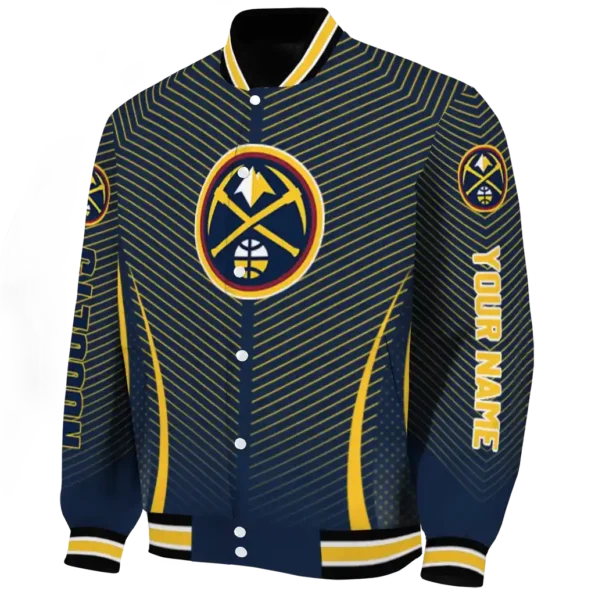 personalized denver nuggets chevron arrow blue varsity jacket best selling.webp