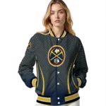 personalized denver nuggets chevron arrow blue varsity jacket best selling.webp