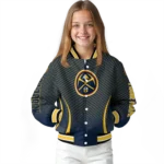 personalized denver nuggets chevron arrow blue varsity jacket best selling.webp