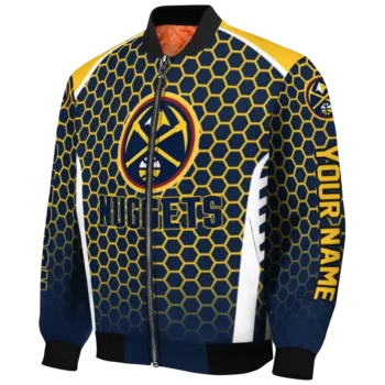 personalized denver nuggets hexagon grid blue bomber jacket best selling