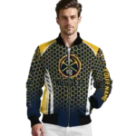 personalized denver nuggets hexagon grid blue bomber jacket best selling