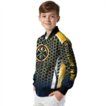 personalized denver nuggets hexagon grid blue bomber jacket best selling