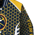 personalized denver nuggets hexagon grid blue varsity jacket best selling.webp