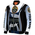 personalized denver nuggets mesh effect blue black bomber jacket best selling