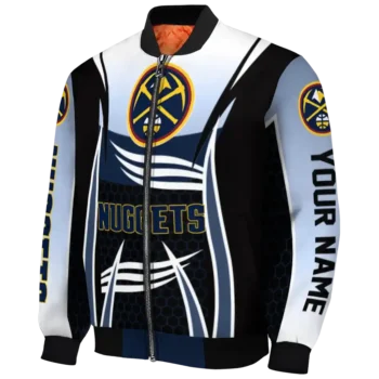 personalized denver nuggets mesh effect blue black bomber jacket best selling