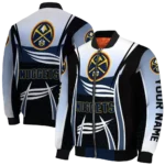 personalized denver nuggets mesh effect blue black bomber jacket best selling