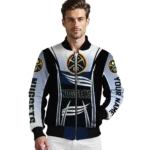 personalized denver nuggets mesh effect blue black bomber jacket best selling