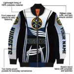 personalized denver nuggets mesh effect blue black bomber jacket best selling