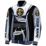 personalized denver nuggets mesh effect blue black varsity jacket best selling.webp