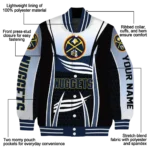 personalized denver nuggets mesh effect blue black varsity jacket best selling.webp