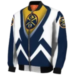 personalized denver nuggets v stripes blue white bomber jacket best selling