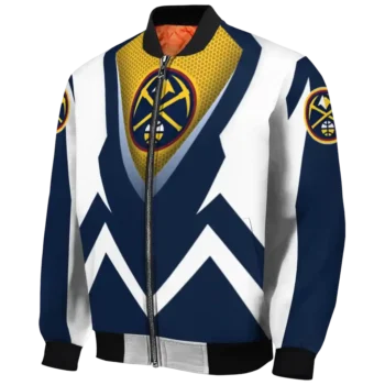 personalized denver nuggets v stripes blue white bomber jacket best selling